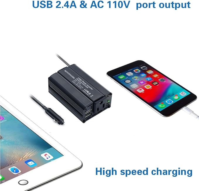 150W Power Inverter 12V DC to 110V AC Car Plug Adapter Outlet Converter - Image 2
