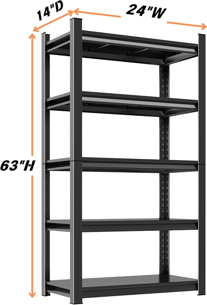Metal Garage Shelving Unit, Heavy Duty 5-Tier Adjustable Storage Rack, Steel - Image 3