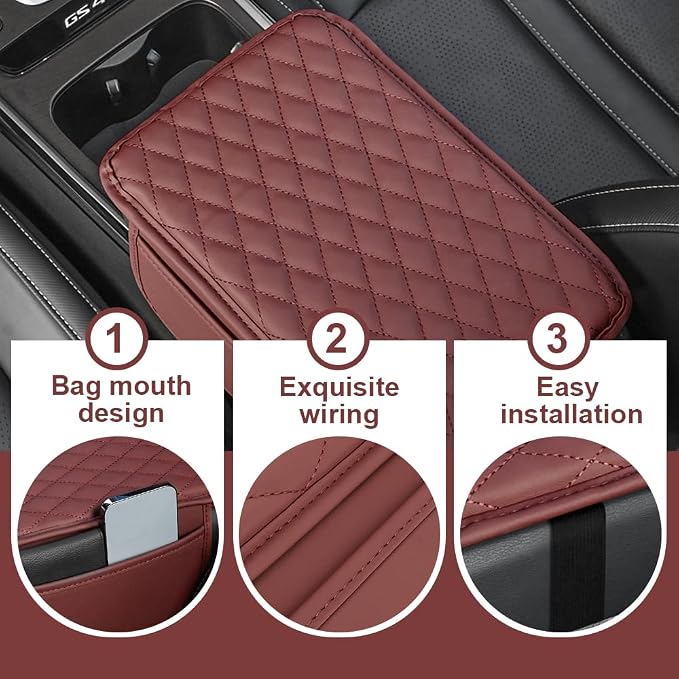 Memory Cotton Leather Car Armrest Box Pad, 2025 New Universal Style Memory - Image 4
