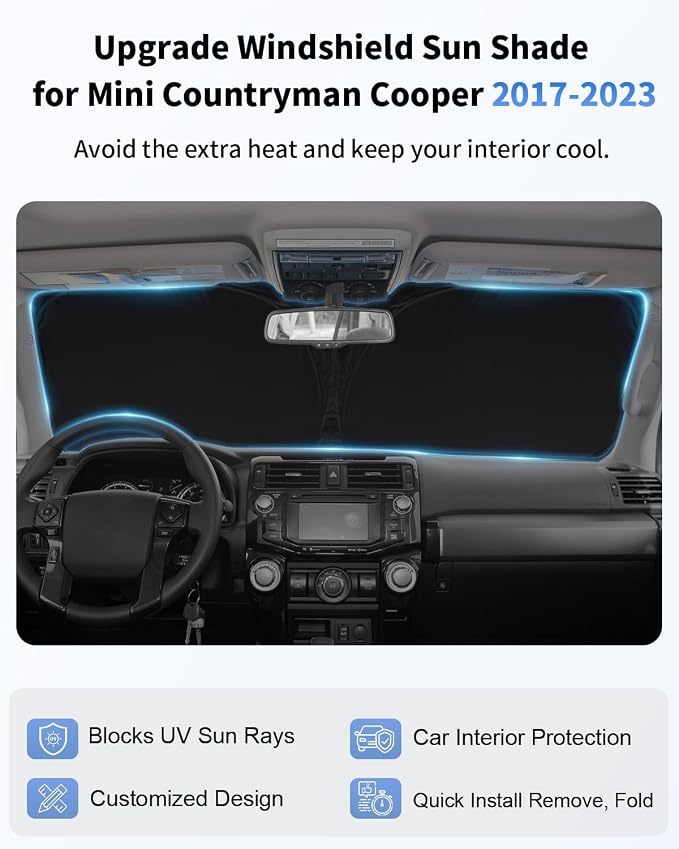 Sun Shade for 2017-2024 2025 Mini Countryman Cooper F60 SUV Windshield Sunshade - Image 4