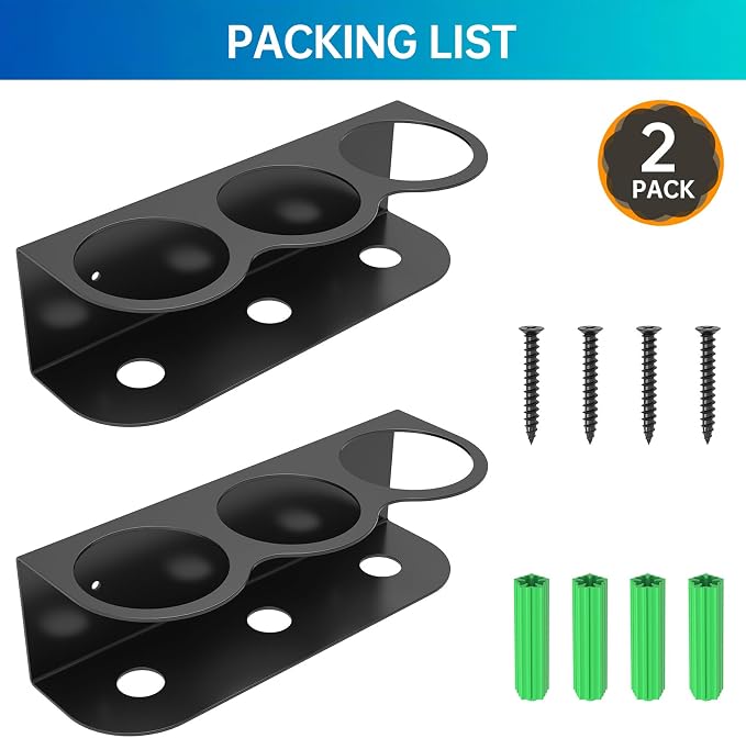 2 Pack 3 Holes All-Purpose Spray Bottle Holder Wall Mount Heavy Duty Spray Can - Image 5