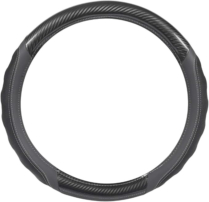 Motor Trend UltraSport Gray Carbon Fiber Steering Wheel Cover, Standard 15 inch - Image 2