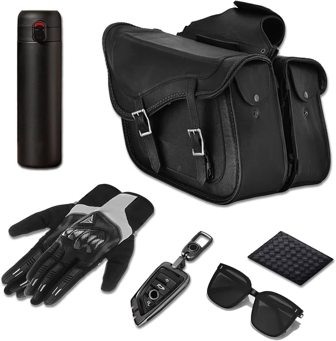 GARGOYLE BELLS Motorcycle Saddle Bags Genuine Leather Motorcycle Luggage Bag - Image 3