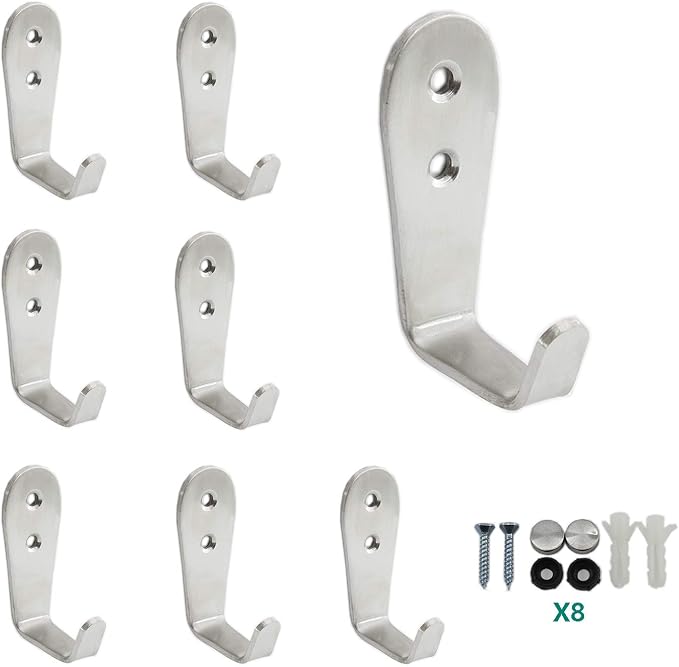 Stainless Steel Coat Hooks, Heavy Duty Metal Hangers by MetalTools