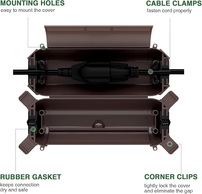 Flemoon Outdoor Extension Cord Waterproof Cover, Weatherproof Electrical - Image 3