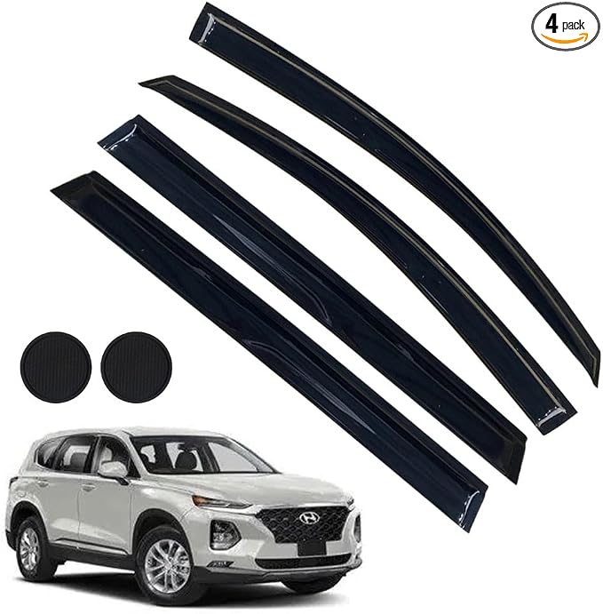 Rain Guards for Hyundai Santa Fe 2019-2023, Tape-on Side Window Deflectors for by LETINGFAR