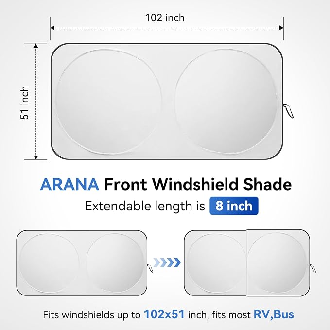 ARANA RV Windshield Sun Shade - Image 2