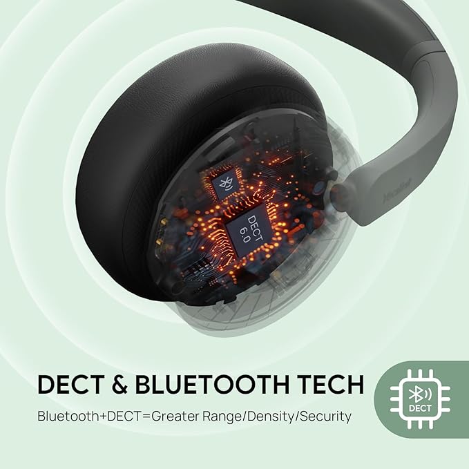 Yealink WH64 Hybrid DECT& Bluetooth Wireless Headset, 492ft Range Dual Teams UC - Image 4