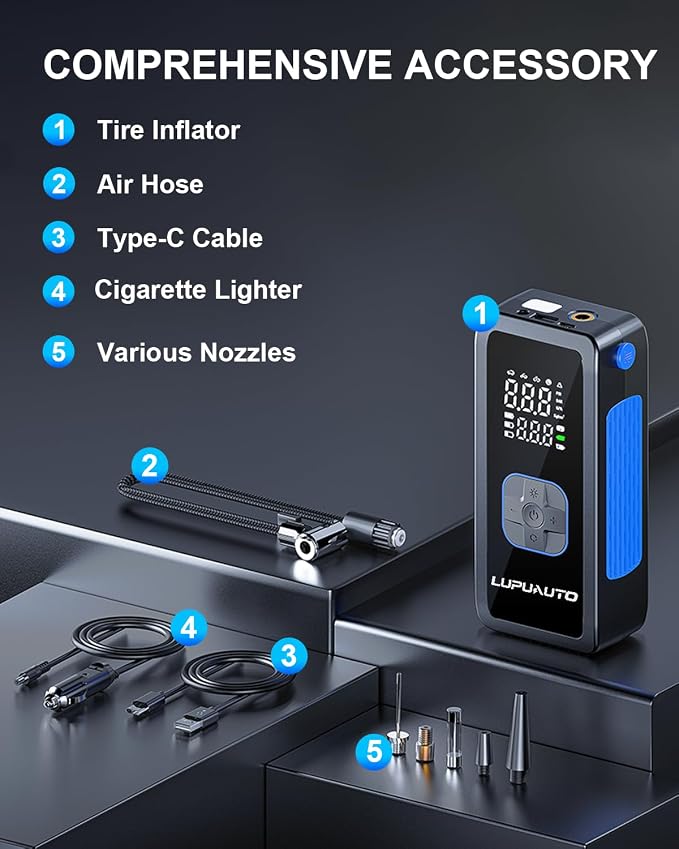 Tire Inflator Portable Air Compressor, 150PSI Air Pump Tires Portable - Image 2
