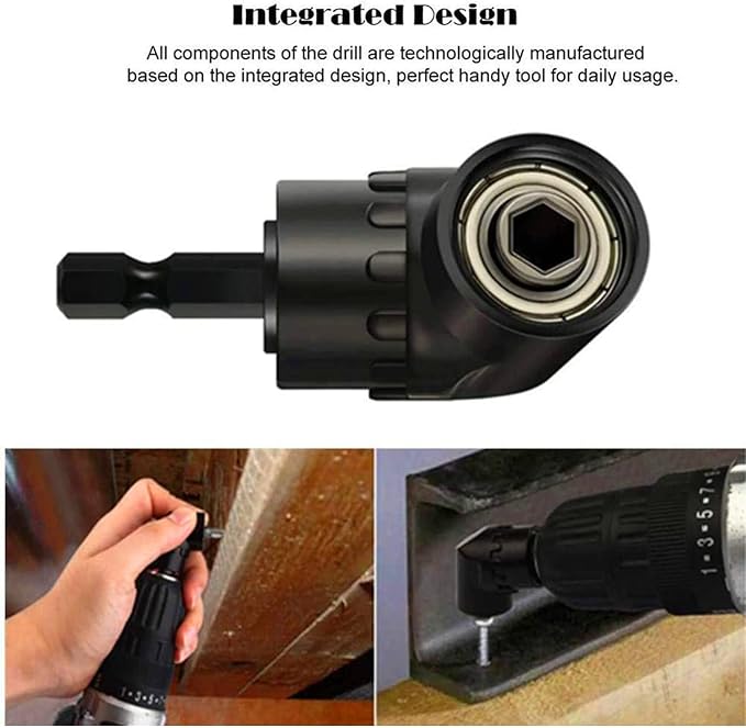 Right Angle Drill Adaptor, 4-in-1 Impact Drill Bit Extension, 360° Rotatable - Image 2