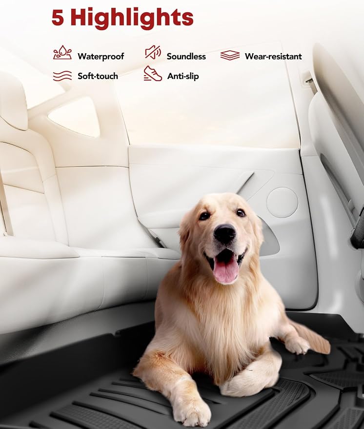 YHTAUTO Floor Mats & Cargo Mat Fit 2008-2013 Toyota Highlander, TPE All Weather - Image 6