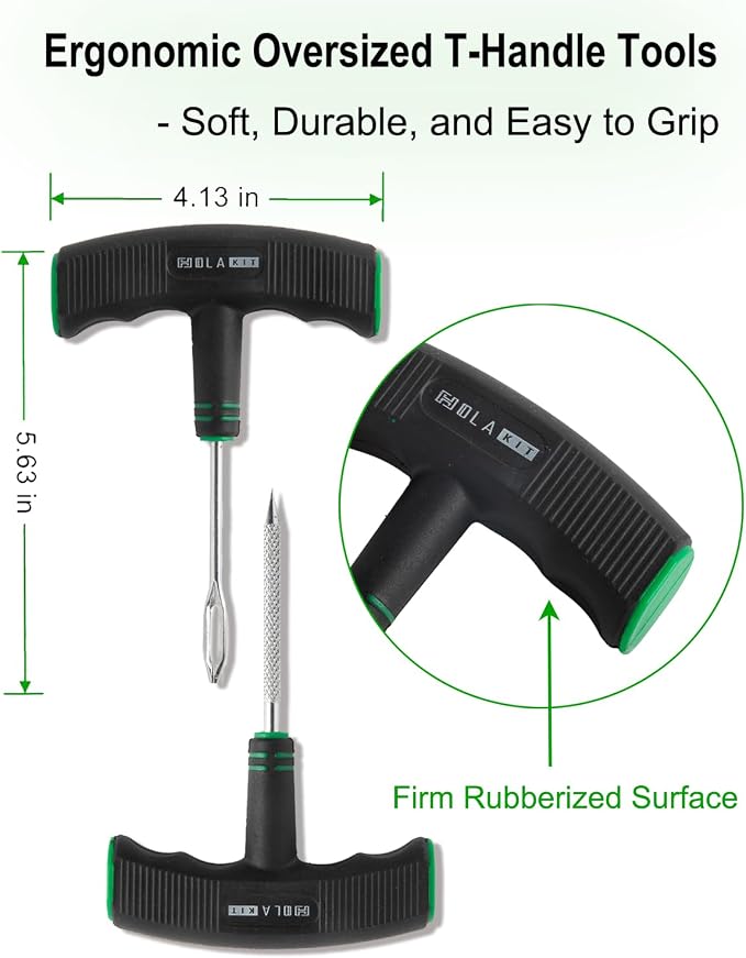 HolaKit Tire Plug Kit, Ergonomic Oversized & Rubber-Grip T-Handle Tools - Image 2
