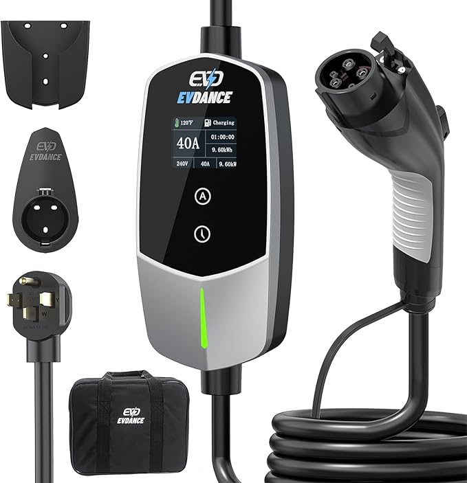 Level 2 EV Charger 40Amp, 240V 9.6KW Portable Electric Vehicle Charging Stations by EVDANCE