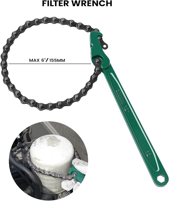 12 Inch Heavy-Duty Ratcheting Chain Wrench, Adjustable Oil Filter Pliers - Image 2