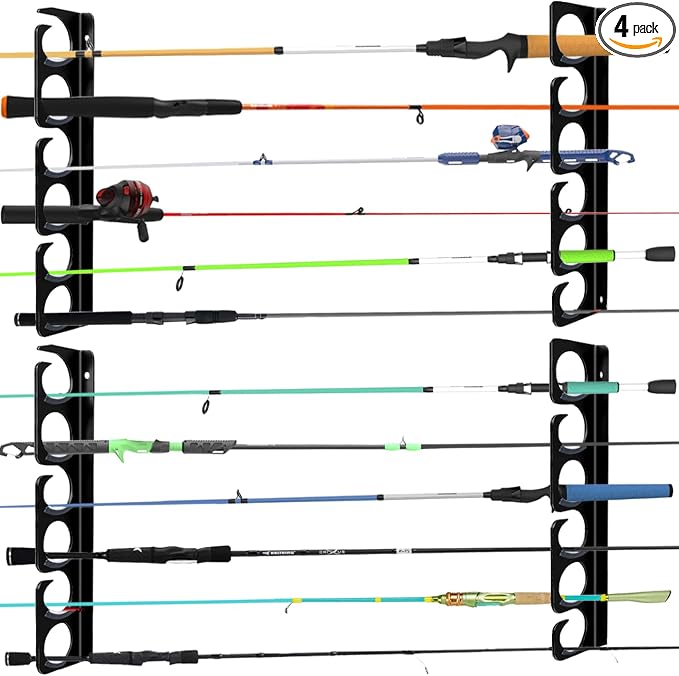 Fishing Rod Rack Pole Wall or Ceiling Storage Holder Hook Keeper Display Hanger by HangEase