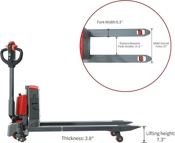 Tory Carrier Full Electric Power Pallet Jack Truck 4400lb Cap. 48" x 27" Fork - Image 3