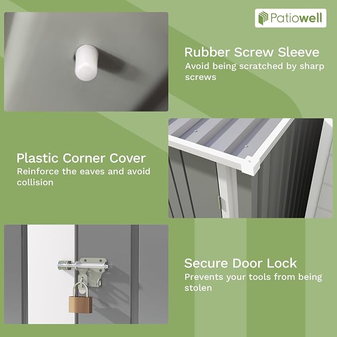 Patiowell 3 x 3 FT Outdoor Storage Shed, Small Garden Tool Storage Shed - Image 7