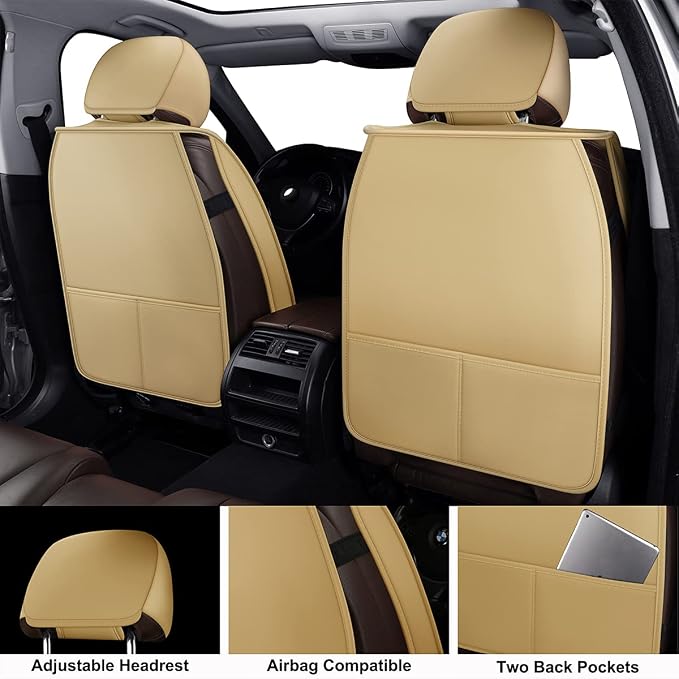 LINGVIDO Car Seat Covers, Breathable and Waterproof Faux Leather Automotive - Image 2