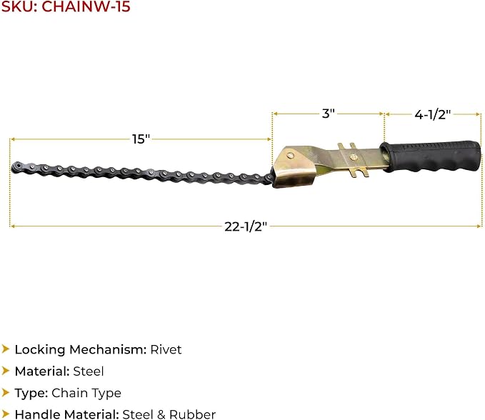 Mytee Products 4 Pack 15" Heavy-Duty Oil Filter Chain Wrench - Image 6