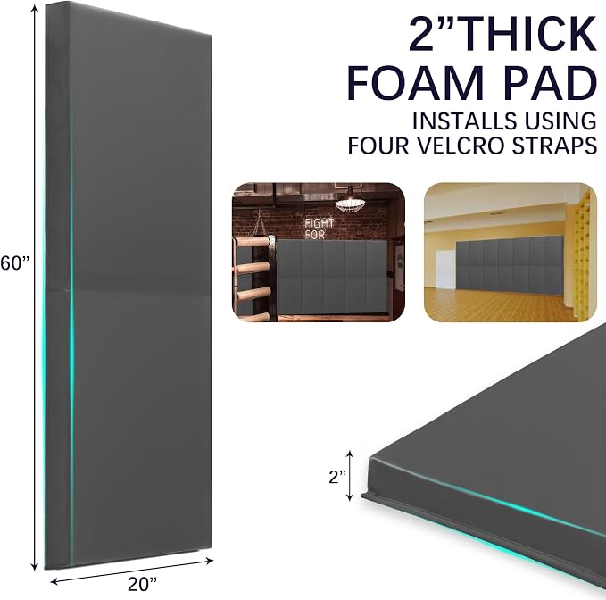 PROGOAL 60"/72" High Gym Wall Padding 2"/4" Thick Foam Basketball Court Wall - Image 5