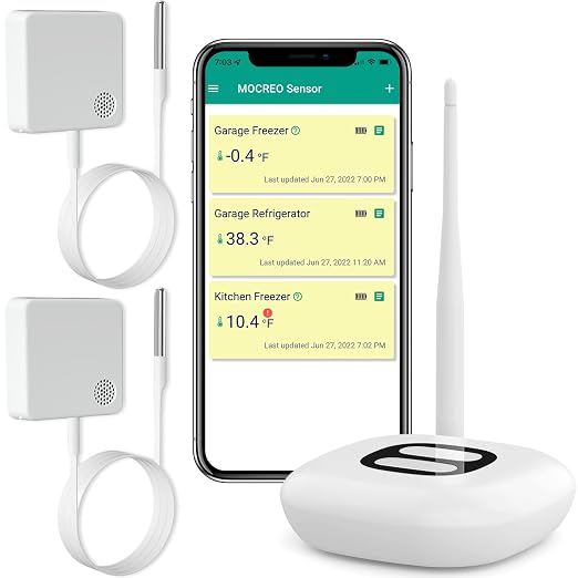 WiFi Thermometer Freezer Alarm, Email Alert, App Notification, Data Record by MOCREO