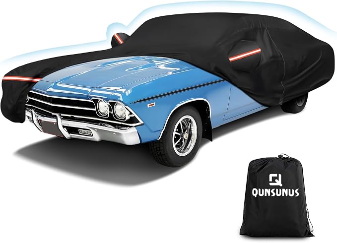 QUNSUNUS Waterproof Car Cover for Chevelle Malibu SS Sedan/Coupe 1964-1972 by QQUNSUNUS
