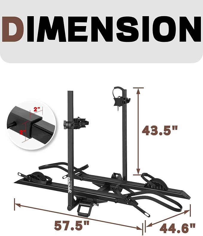 Rockland Foldable 2-Ebike Rack, 200 lbs Capacity, Hitch Mount Electric Bike Rack - Image 9