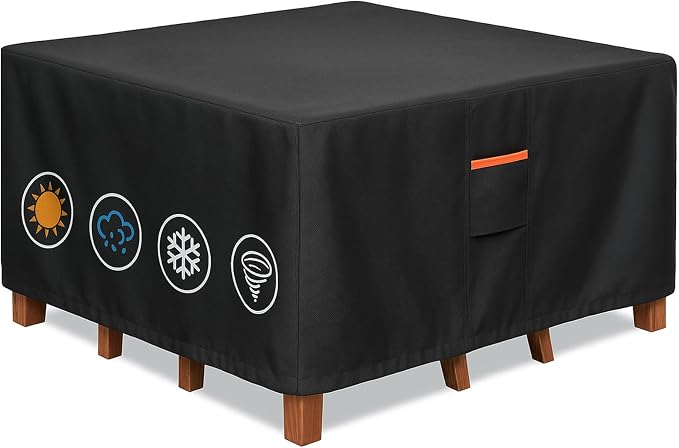 Outdoor Waterproof Furniture Cover, 86W x 86L x 28H inches Heavy Duty 600D by BRUXOLAY
