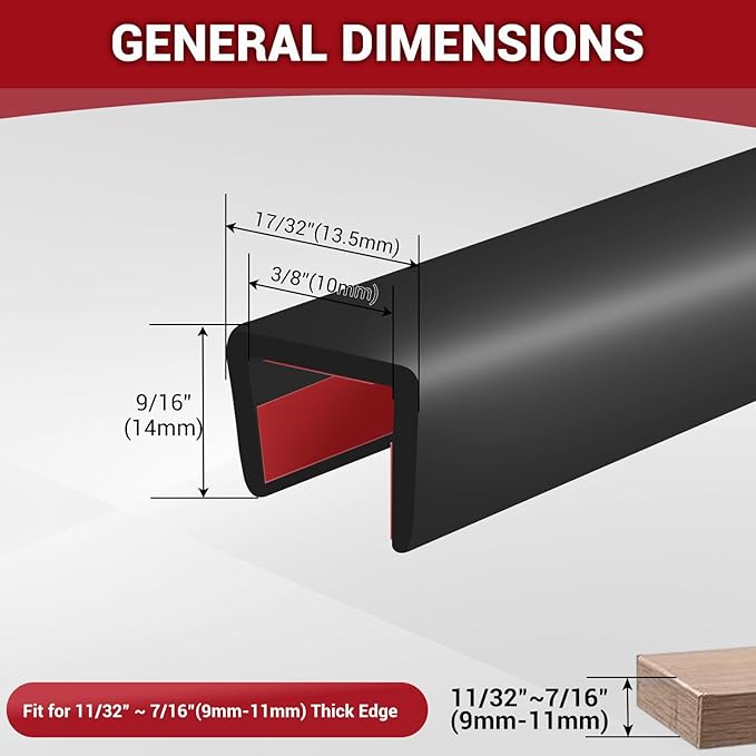 Rubber Edge Trim, 3/8" Self Adhesive Flexible U Channel Edge Protecter - Image 2