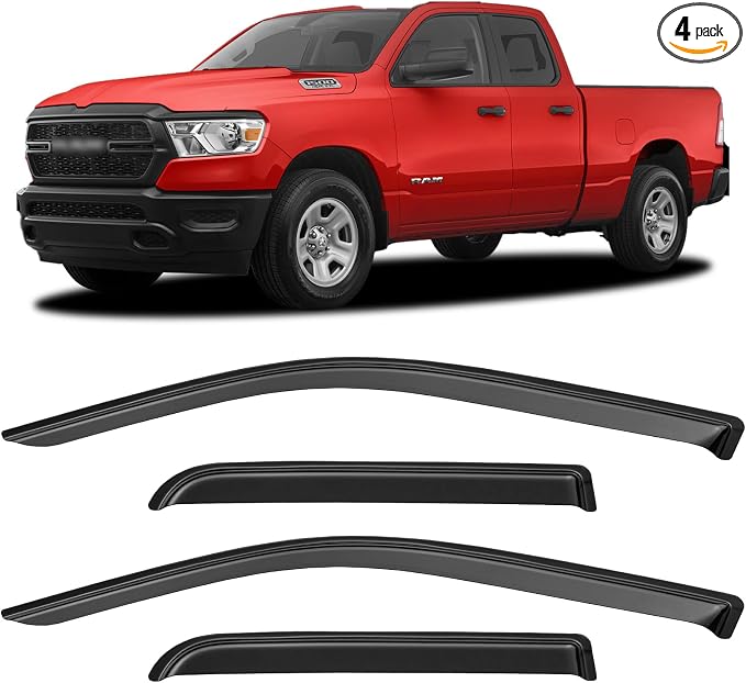 Window Visors Rain Guards for 2019-2025 Dodge Ram 1500 Quad Cab, Window Vent by YQAUTEC