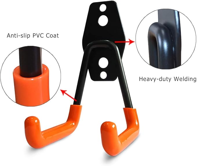 2 Pack Garage Storage Utility Hooks，Garage Garden Tool Organizer，Steel Wall - Image 3