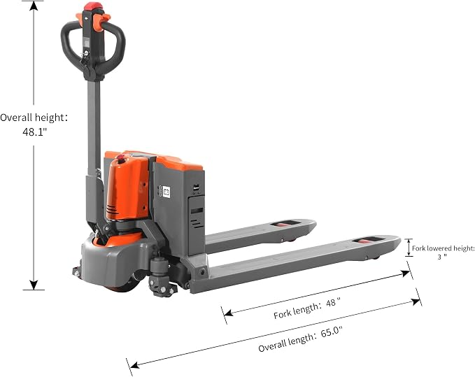 Tory Carrier Full Electric Power Pallet Jack Truck 3300lb Cap. 48" x 27" Fork - Image 6