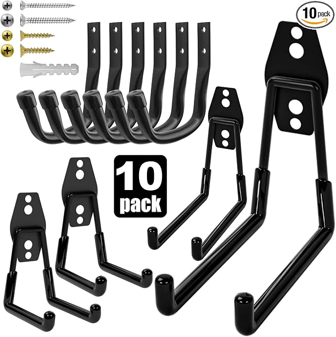 10-Pack Heavy Duty Garage Wall Hooks – Utility J Hooks by Unknown
