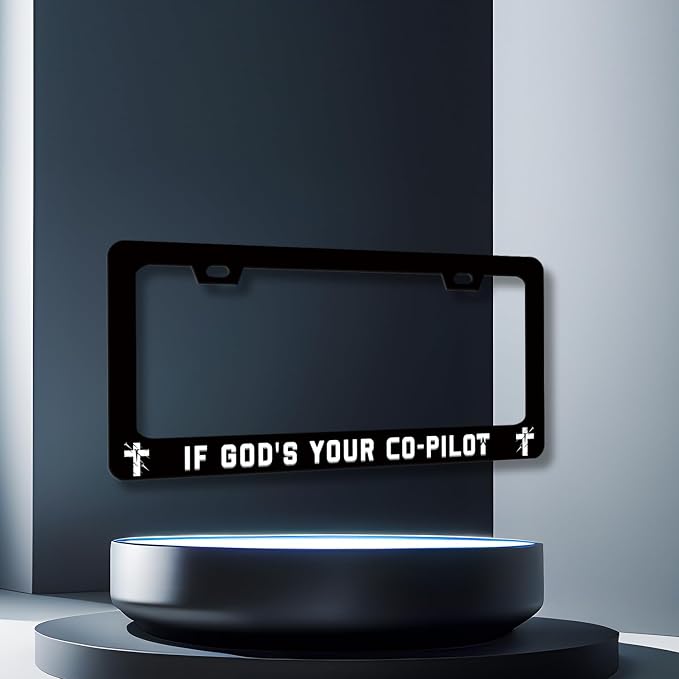 If God‘s Your Co-Pilot License Plate Frame Funny Jesus License Plate Stainless - Image 7