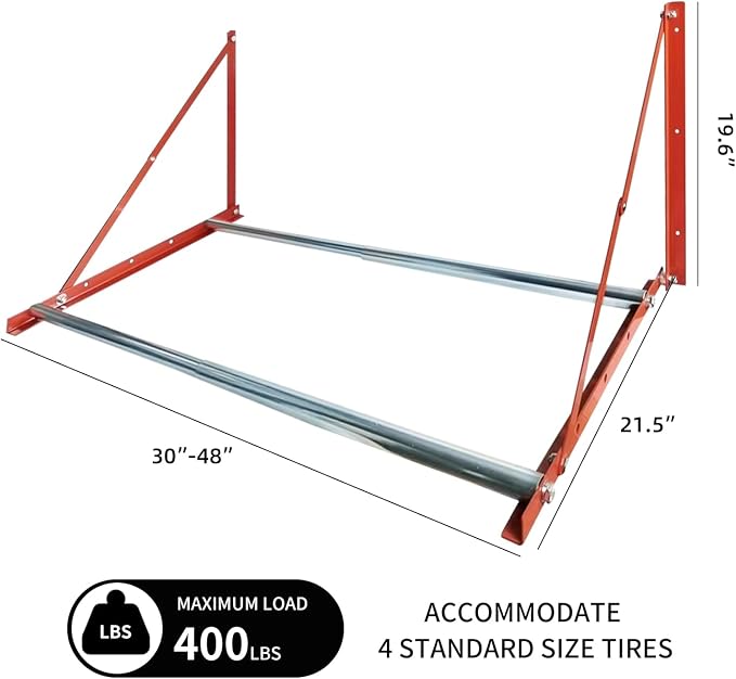 Foozet Heavy Duty Adjustable Wall Mounted Tire Rack - Image 2