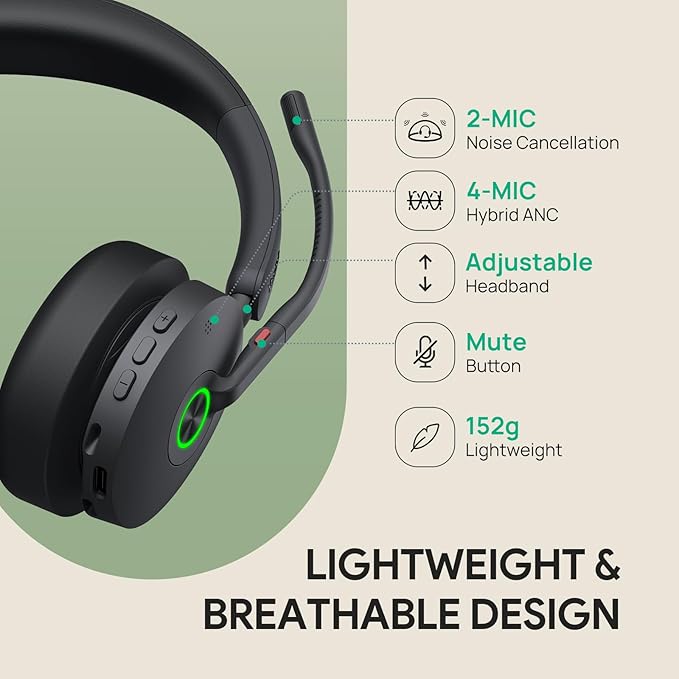 Yealink BH74 with Stand Active Noise Canceling Wireless Headset with Mic - Image 7