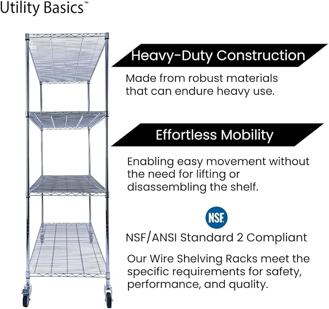60"x24"x72" PREMIUM METAL STEEL 4-Tier Wire Shelving NSF 3200 LBS MAX Capacity - Image 9