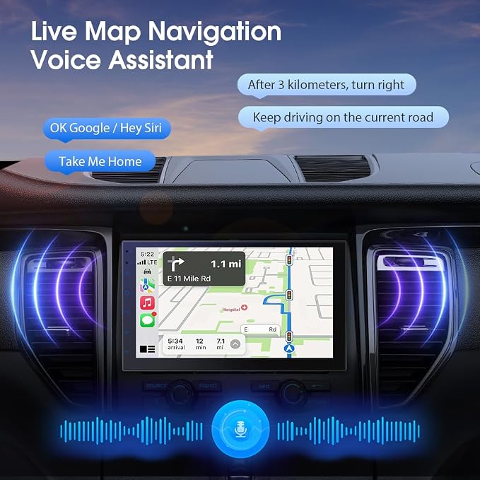 7 Inch Double Din carplay Screen, - Image 3