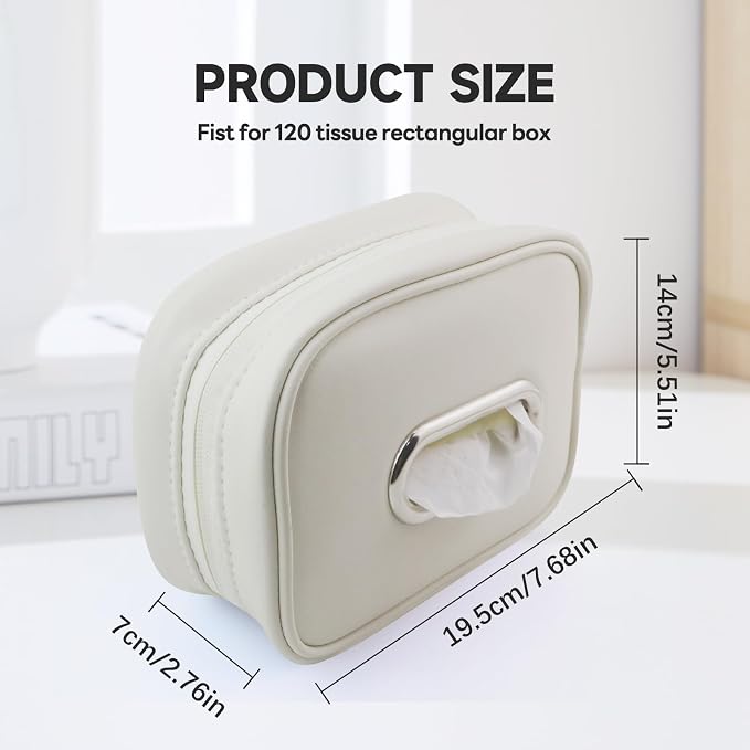 Car Tissue Holder, Tissue Box Cover Keep Car Tidy, Premium PU Leather Backseat - Image 3