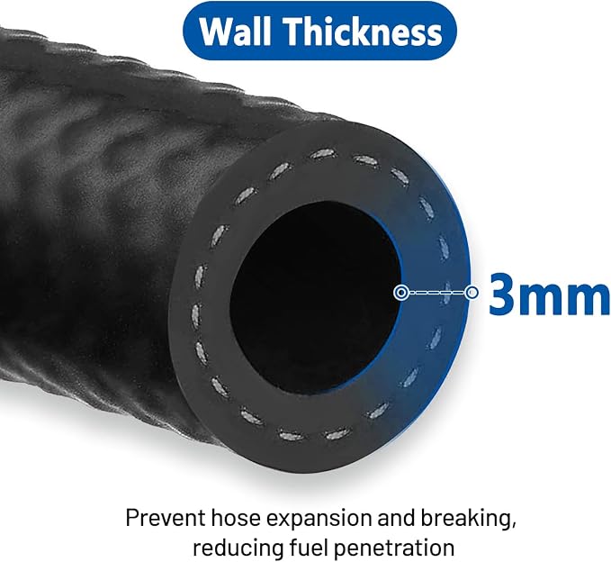 LokoCar Rubber Fuel Hose Line Push Lock 3/16" ID SAE 30R7 NBR 5ft 300PSI Black - Image 3