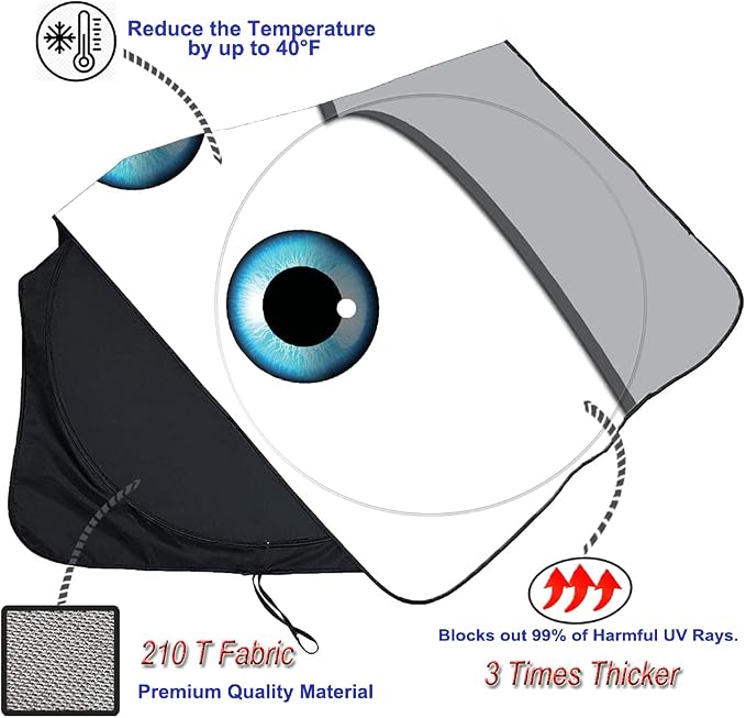 Gven Windshield Sun Shade, The Original Patented Car Eyes 2025 Car Sun Shade - Image 5