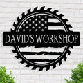 Custom American Flag Metal Shop Sign Gift by Pamaheart