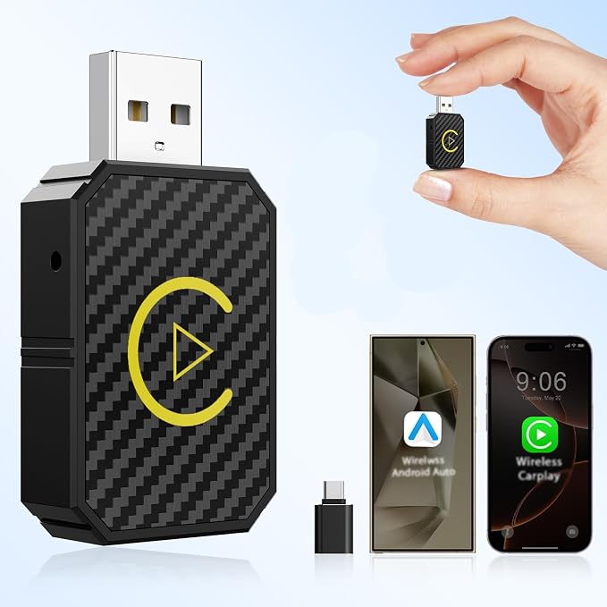 Mini Wireless CarPlay and Wireless Android Auto Adapter 2025 by Quanlex