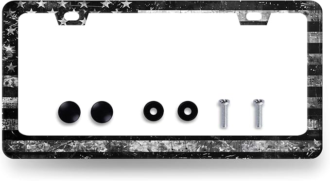 Vintage Black Grey American Flag License Plate Frame Patriotic License Plate by RNKATIH