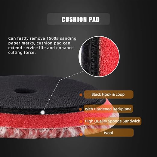SPTA Wool Polishing Pads, Short Hair Wool Buffing and Polishing Pad Set - Image 3
