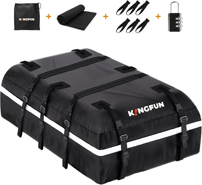 Kingfun Car Rooftop Cargo Carrier – Waterproof 20 Cubic Feet Car Roof Bag Fit - Image 9