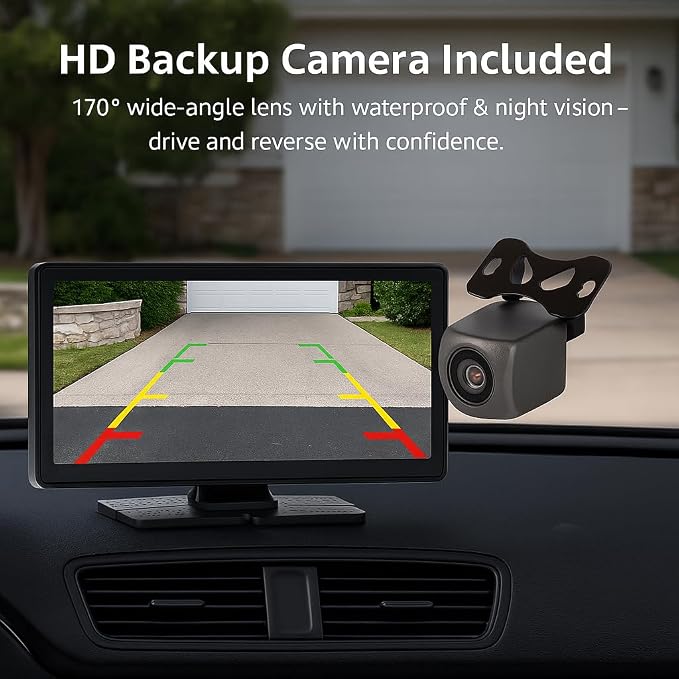 Portable Apple CarPlay & Android Auto – 10.26" Wireless Car Stereo, 4K Dash Cam - Image 3