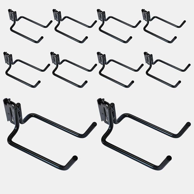 10 Pack E Track Double J Hooks, Heavy Duty Black Large Steel Shovel/Tool Hanger - Image 9