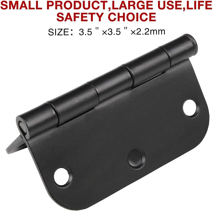 TDCHINGES 30 Pack Rounded Matte Black Door Hinges 3.5 Inch 5/8" Radius Interior - Image 5