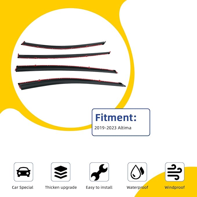 4pcs Smoke Tint with Chrome Trim Window Visors Compatible with Compatible with - Image 2